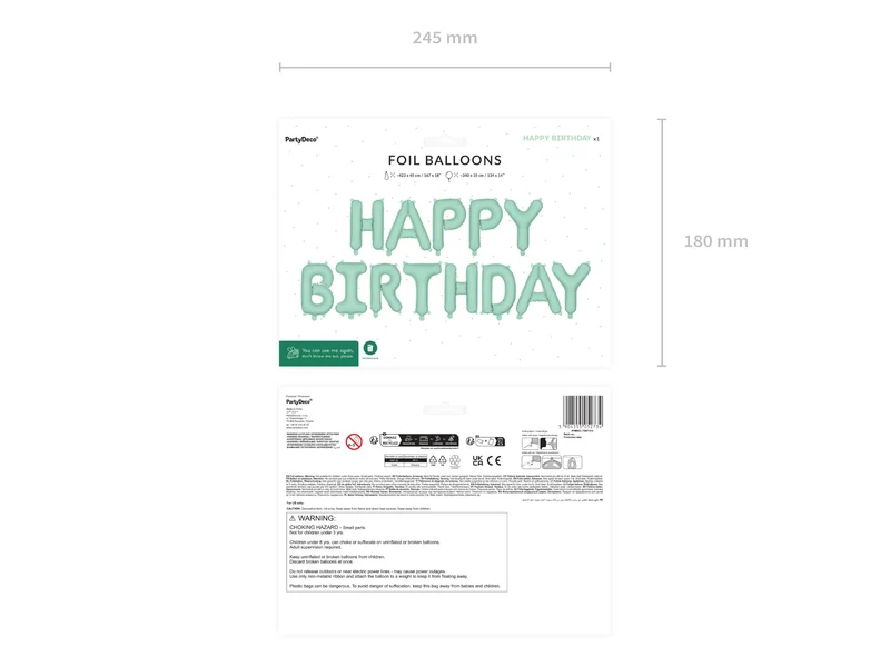 Ballongirlande "HAPPY BIRTHDAY" 340x35cm | Grün