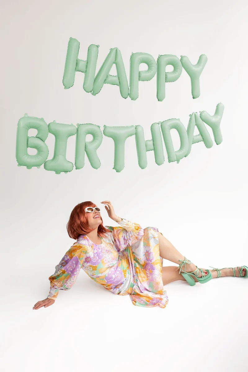 Ballongirlande "HAPPY BIRTHDAY" 340x35cm | Grün