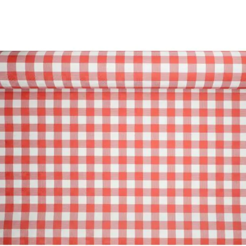 Tischdecke Papier Damastprägung 50x1m | Vichy Karo Rot