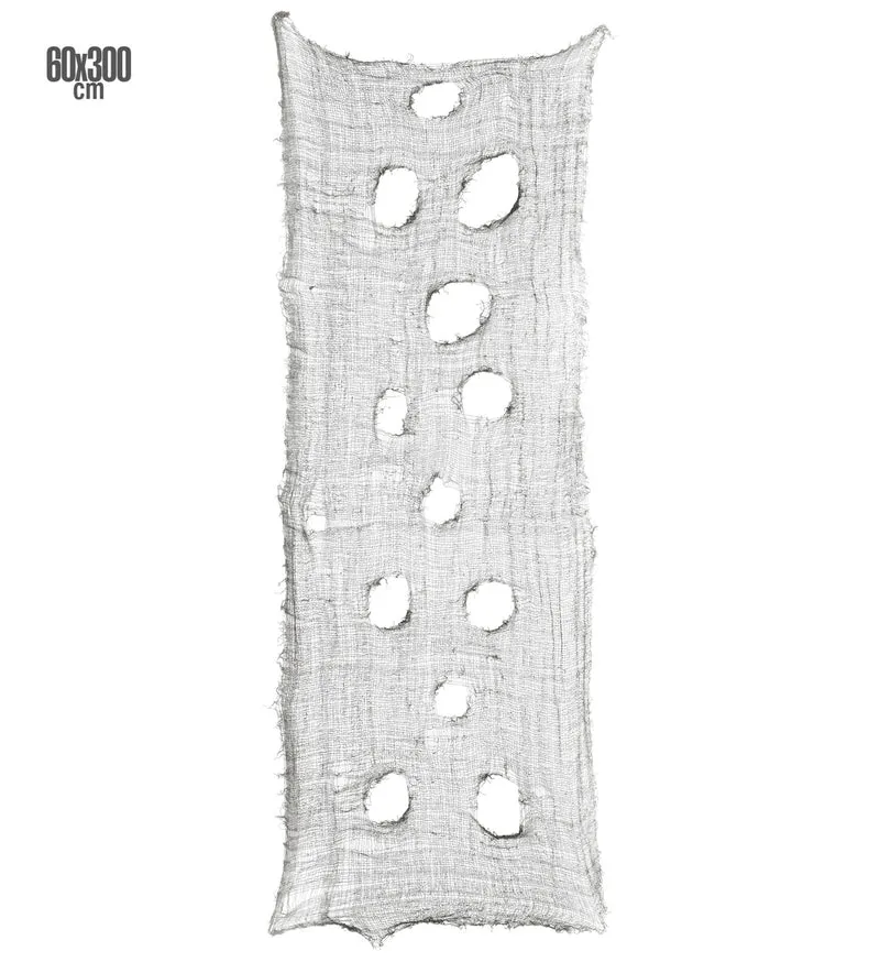 Dekostoff Lumpenstoff 300 x 60 cm | Grau - Halloween Dekoration
