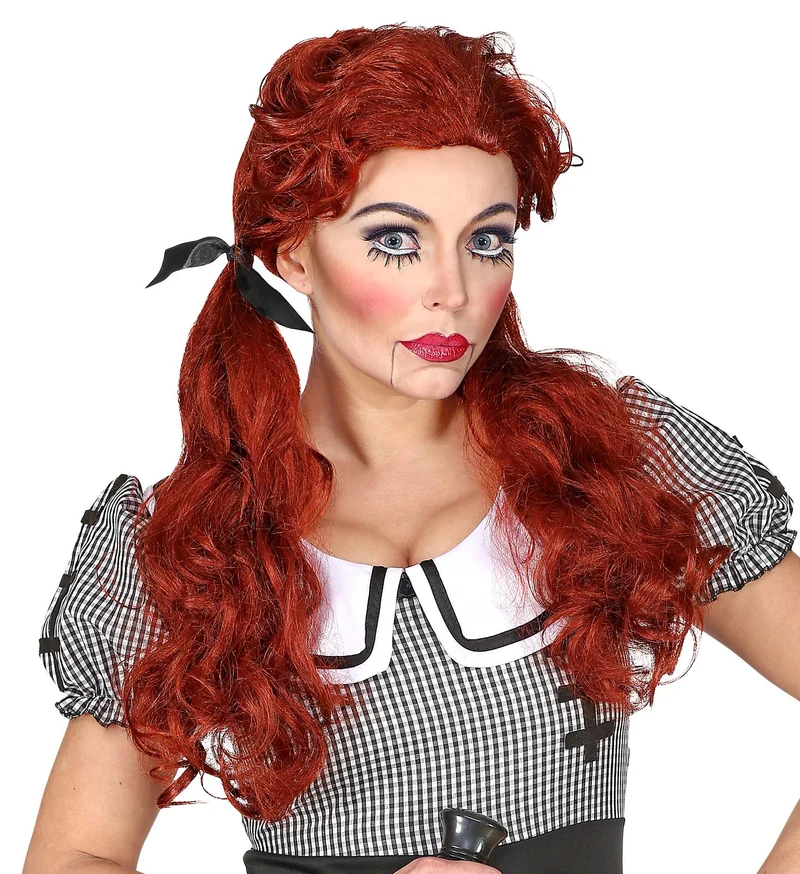 Damen Perücke "Killer Doll" mit Zöpfen | Rot - Halloween