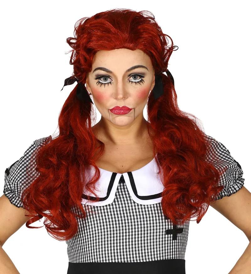 Damen Perücke "Killer Doll" mit Zöpfen | Rot - Halloween