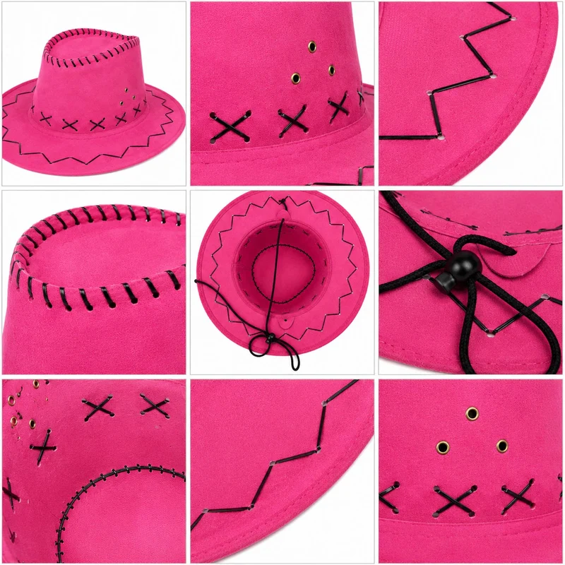 Kinder Cowboyhut mit Ziernähten | Pink | Western Hut