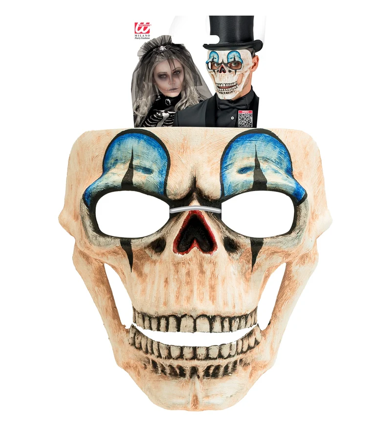 Halloween Totenkopf Maske "Commedia dell`Arte" | Beige Blau