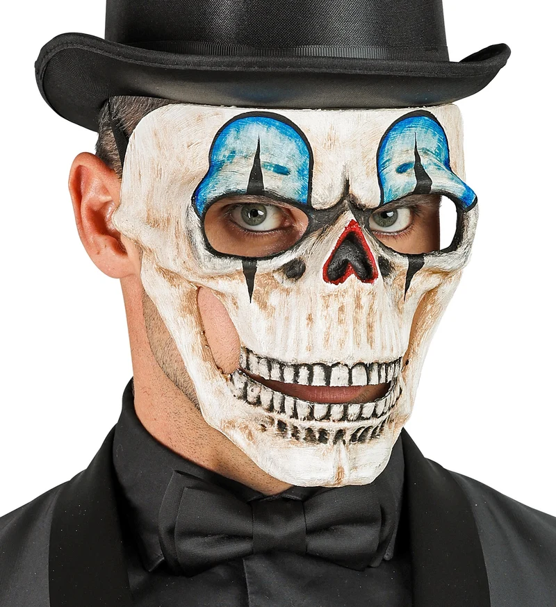 Halloween Totenkopf Maske "Commedia dell`Arte" | Beige Blau