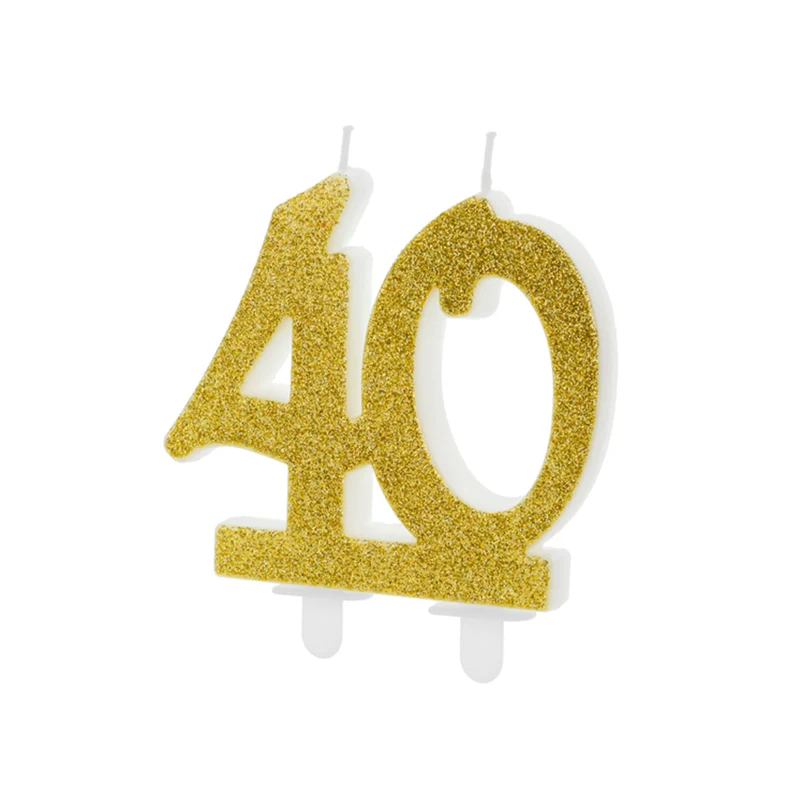 Geburtstagskerze Glitter Gold - 10 cm | Ziffer ''40''