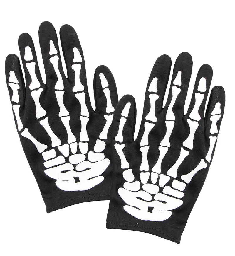 Skelett Handschuhe für Erwachsene | Schwarz Weiß - Kostüm Halloween