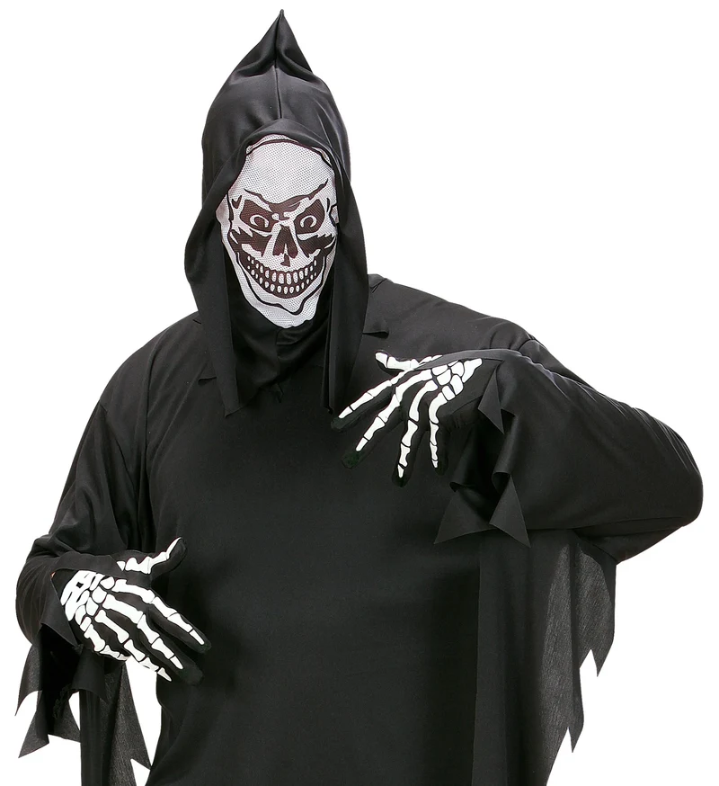 Skelett Handschuhe für Erwachsene | Schwarz Weiß - Kostüm Halloween