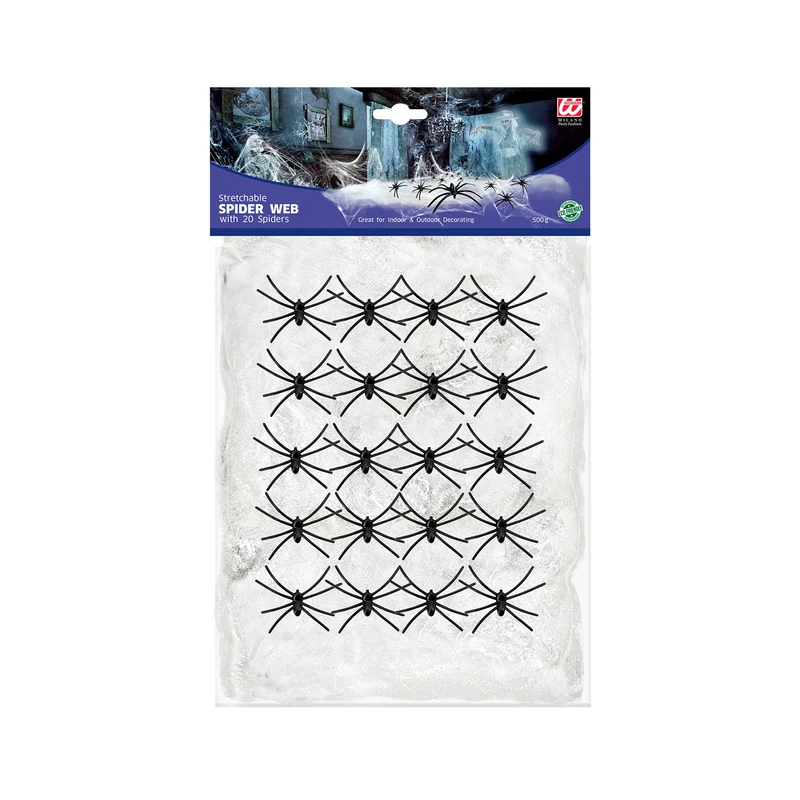 Halloween Spinnennetz Spinnweben mit 20 Spinnen | 500g