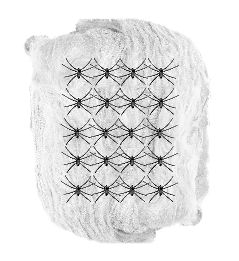 Halloween Spinnennetz Spinnweben mit 20 Spinnen | 500g