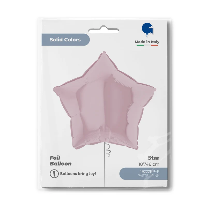 18"/Ø46cm Stern Folienballon Uni | Pastell Rosa