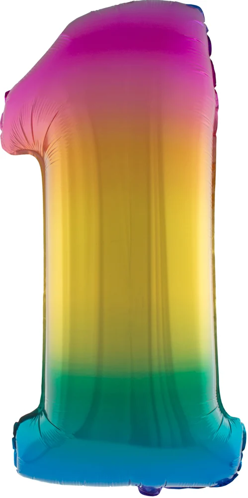 XXL Zahlen Folienballon 100 cm - Regenbogen 1