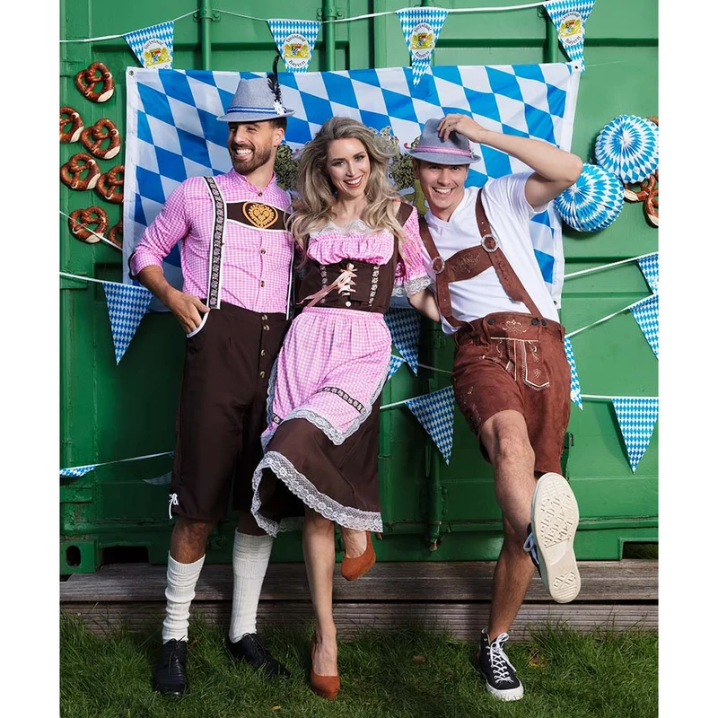 Bierfest Hut mit Zierband und Feder | Grau Blau