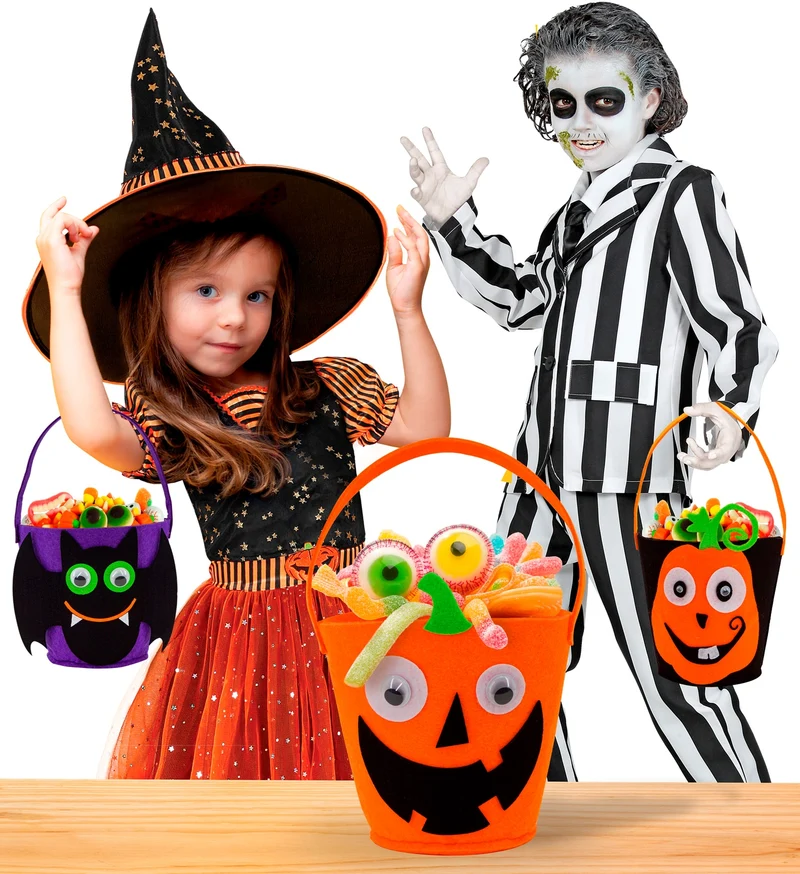 Halloween Korb "Lachender Kürbis" | Betteltasche - Süßes oder Saures