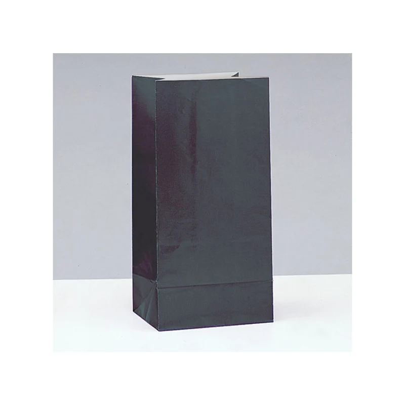 Tüte Papier Uni 25x12x9cm, 12Stk. Schwarz