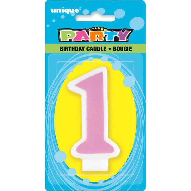 Kerze 1. Geburtstag | Pink