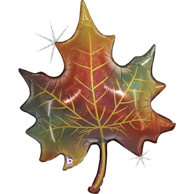Shape Folienballon "Ahorn Blatt" Glitzer Holo | 76 cm