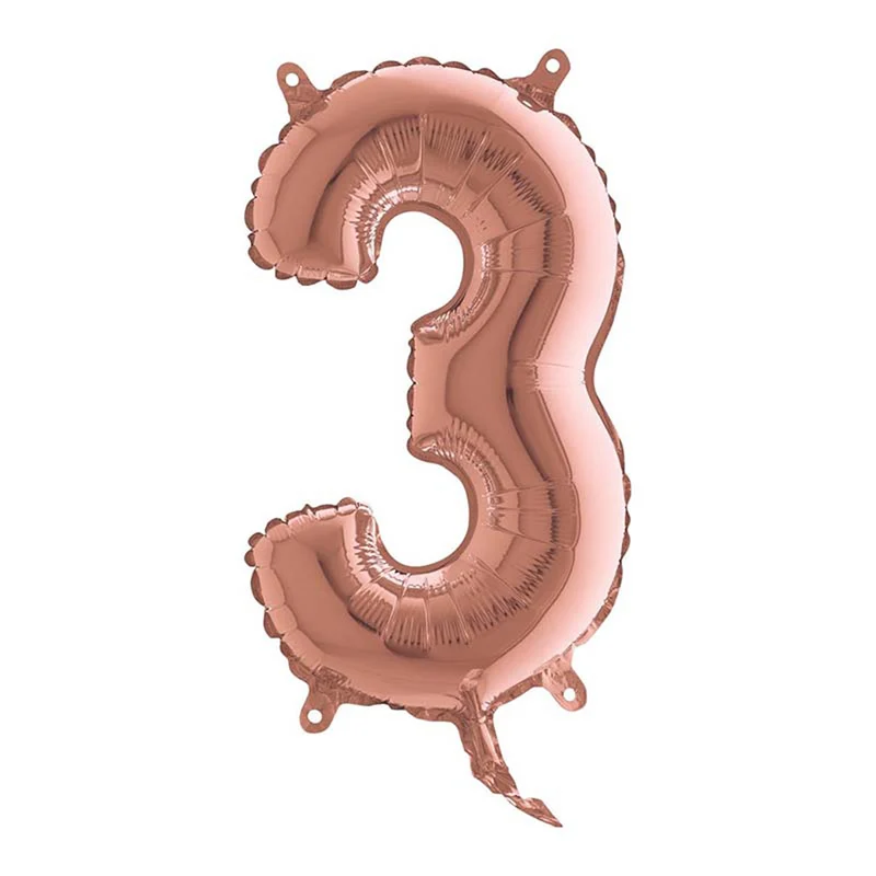 14"/Ø36cm Mini Zahlen Folienballon | Rosegold #3