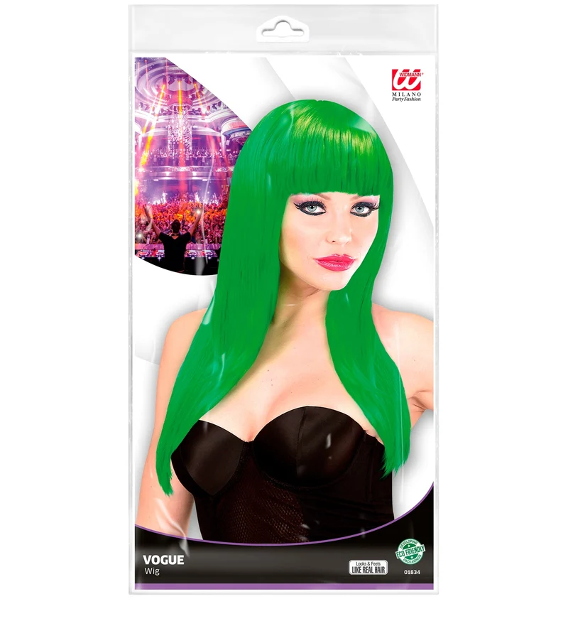Langhaar Damen Perücke "Vogue" mit Pony | Grün