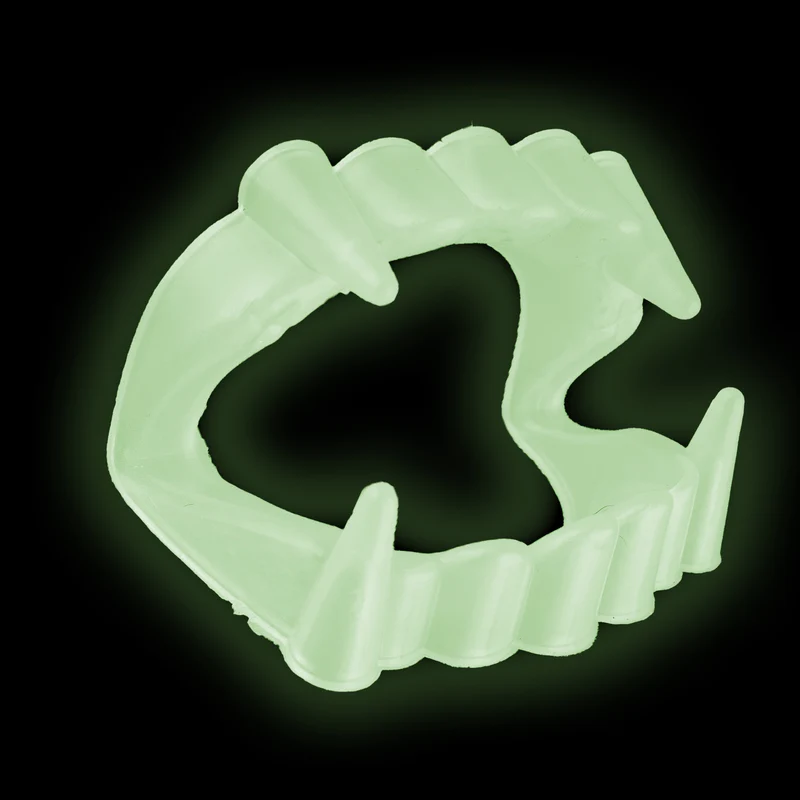 Dracula Vampirgebiss | Kunststoff Glow-in-the-Dark Zähne | Halloween Kostüm Zubehör