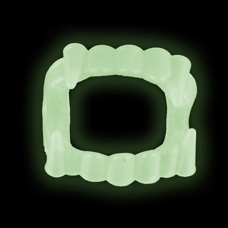 Dracula Vampirgebiss | Kunststoff Glow-in-the-Dark Zähne | Halloween Kostüm Zubehör