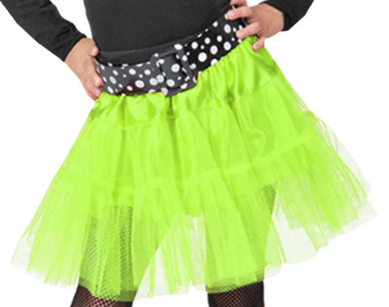 Petticoat für Mädchen 30 cm Länge - Neongrün