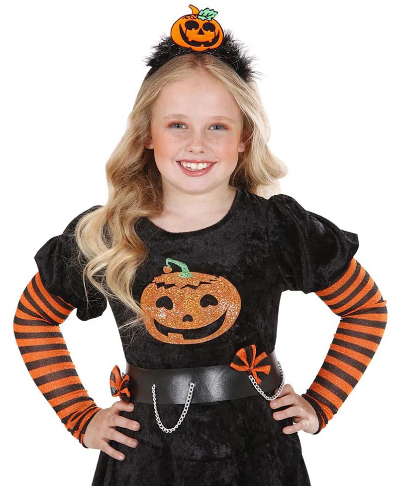Halloween Haarreif mit Marabou Federn und Kürbis