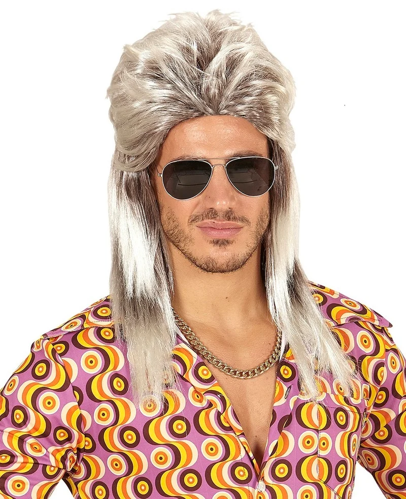 80er Jahre Rockstar Vokuhila Perücke | Blond