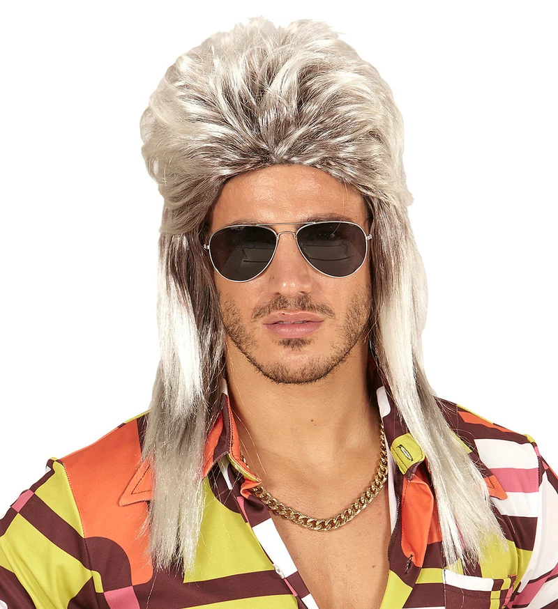 80er Jahre Rockstar Vokuhila Perücke | Blond