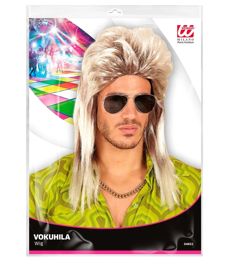 80er Jahre Rockstar Vokuhila Perücke | Blond