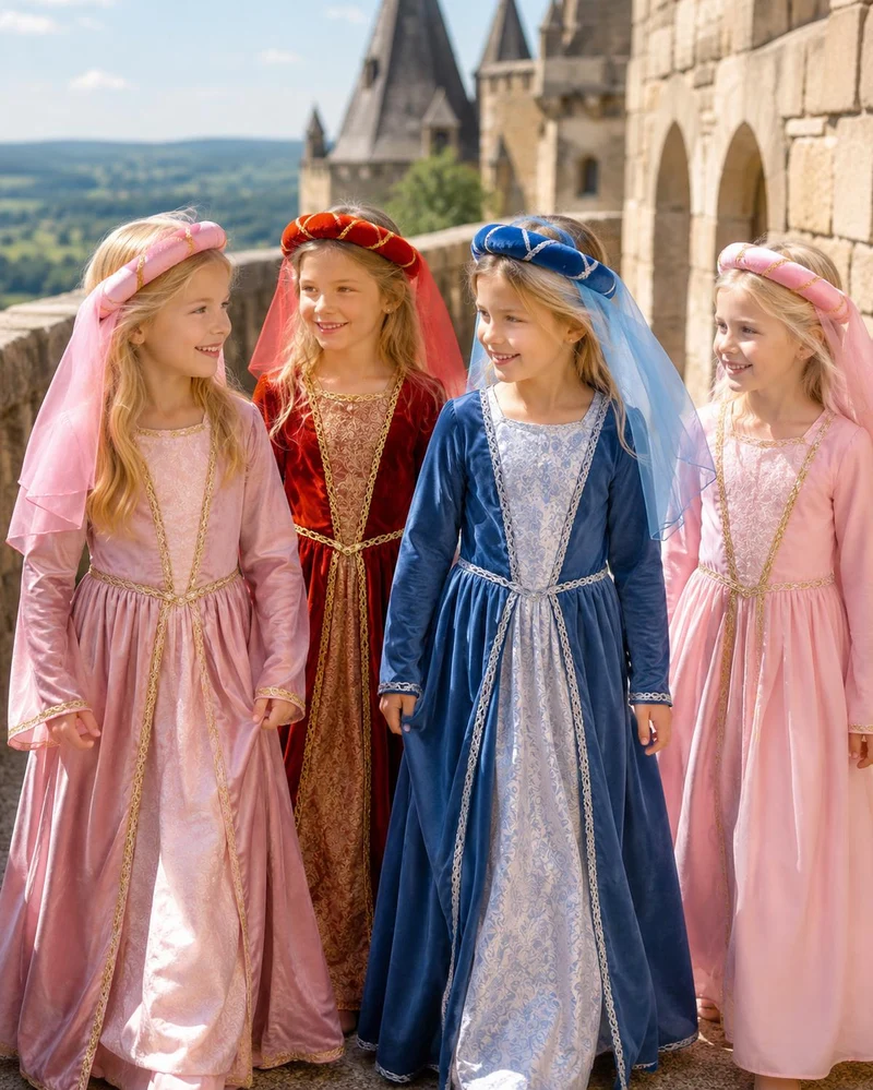 Mittelalter Haarband "Helena" mit Schleier für Mädchen | Rosa