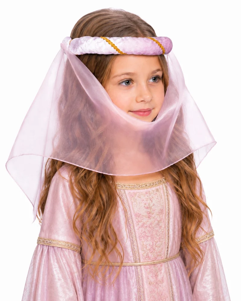 Mittelalter Haarband "Helena" mit Schleier für Mädchen | Rosa