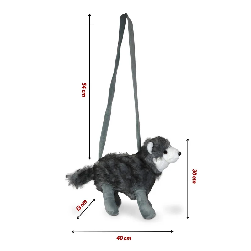 Kuschelige Wolf Handtasche | 30x40x13cm - Grau