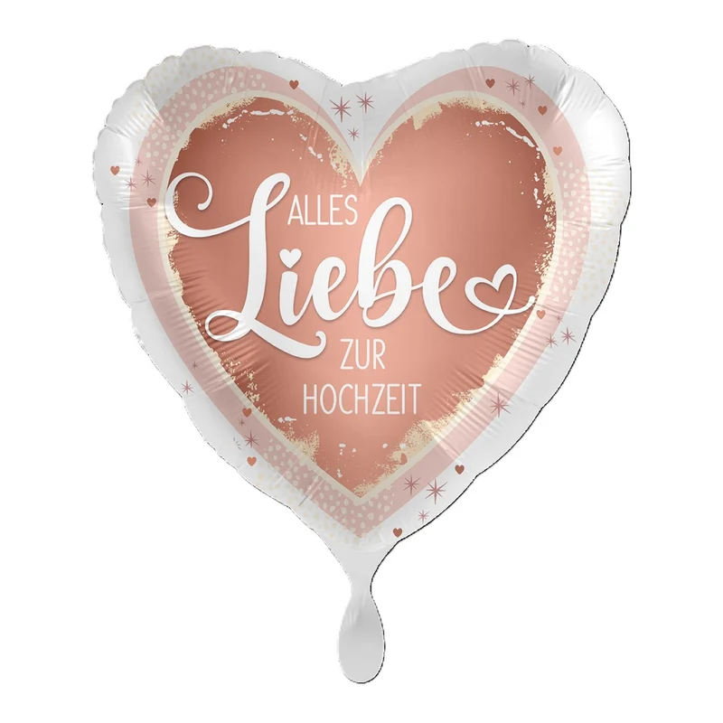 18"/Ø43cm Herz Folienballon "Alles Liebe zur Hochzeit"