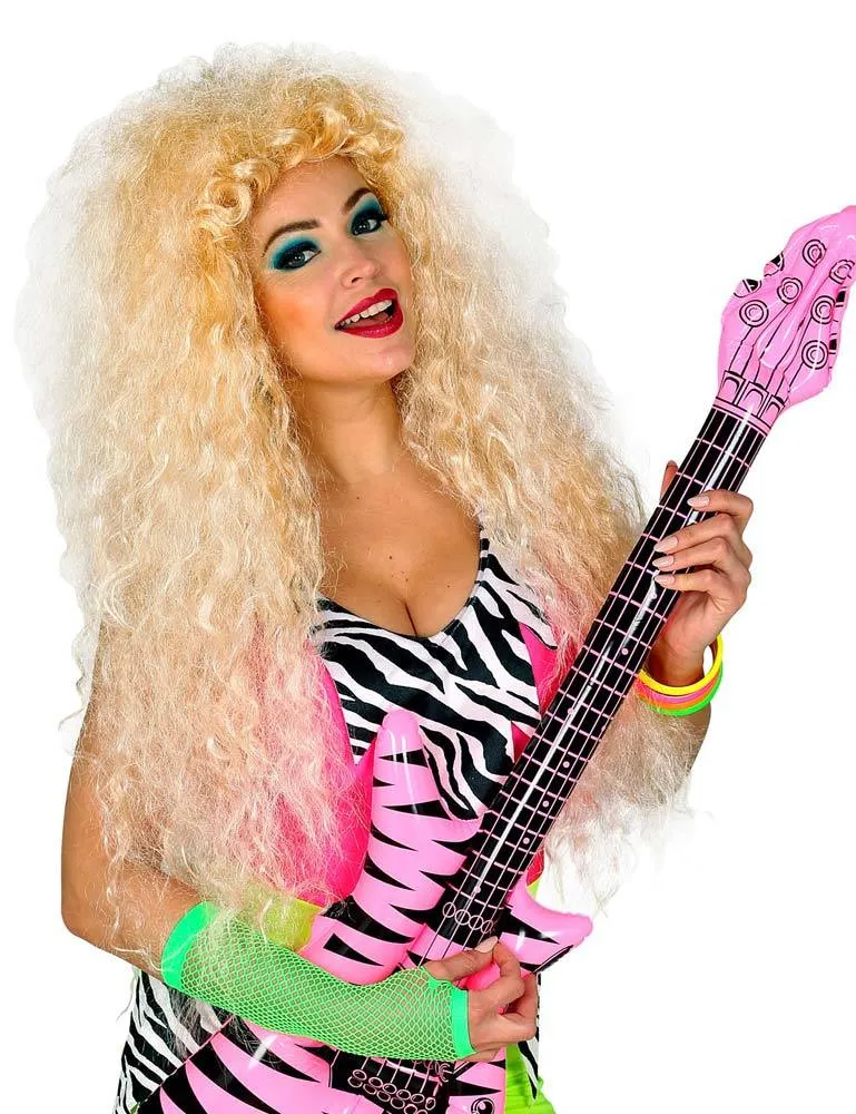 Langhaar Locken Perücke "Riesenfrise" - Blond | Popstar Rockstar Kostüm