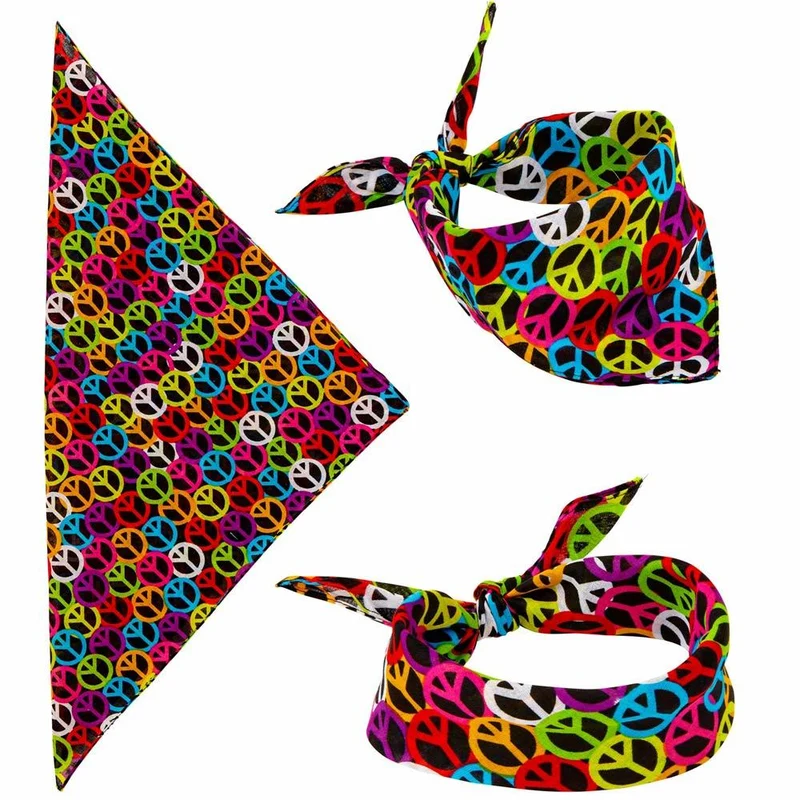 Peace Bandana Halstuch 55 x 55 cm | Schwarz Bunt