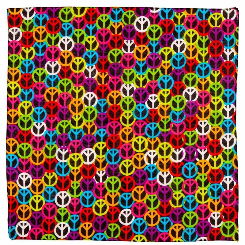 Peace Bandana Halstuch 55 x 55 cm | Schwarz Bunt