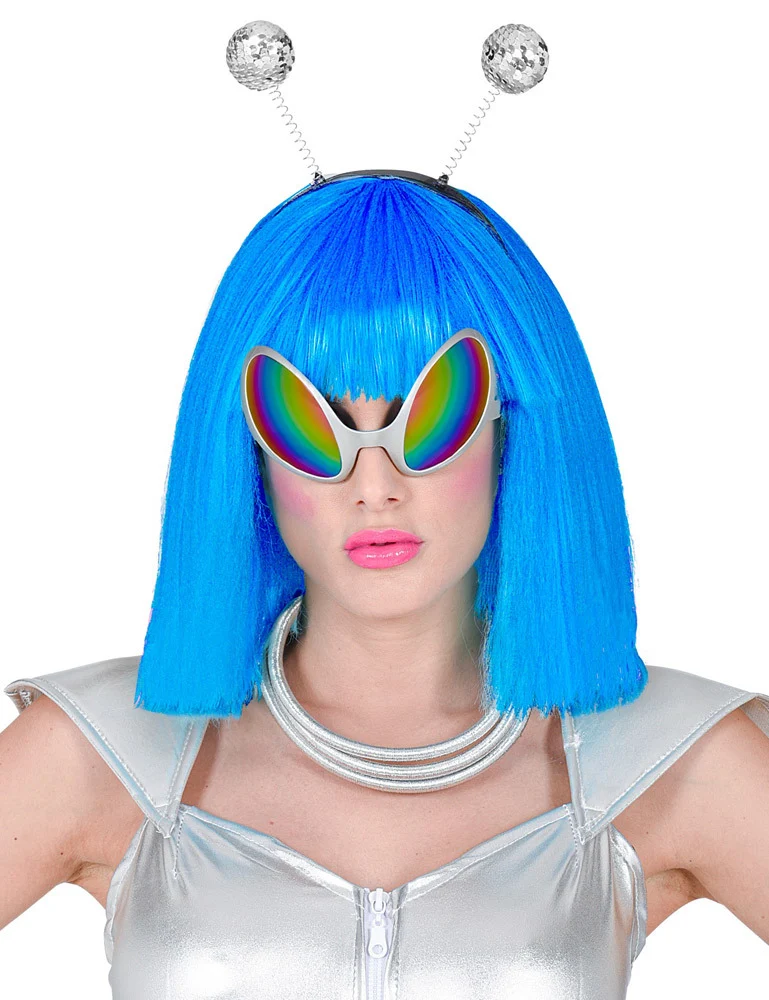 Space Kostüm Set "Alien" - Silber 68598 | Glitzer Haarreif Brille