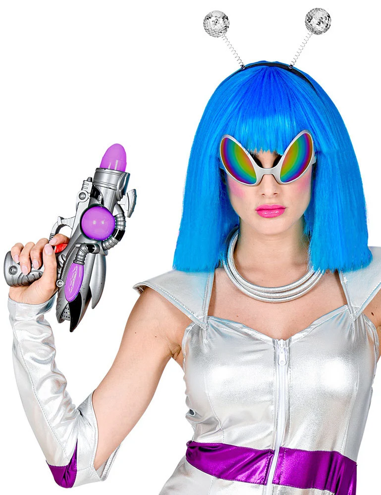 Space Kostüm Set "Alien" - Silber 68598 | Glitzer Haarreif Brille