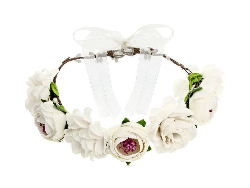 Haarreif Blumenkranz Krone 17 cm weiß