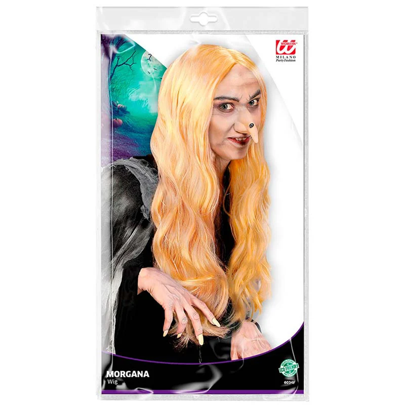 Perücke Hexe Blond lockiges langes Haar
