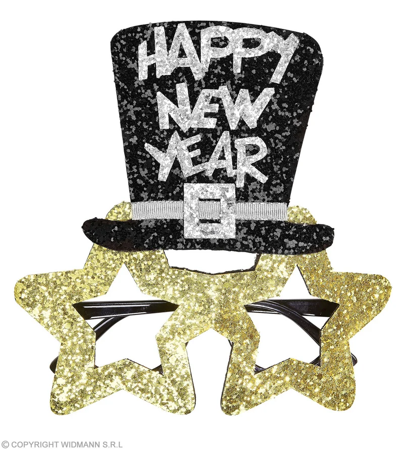 Brille Happy New Year Gold