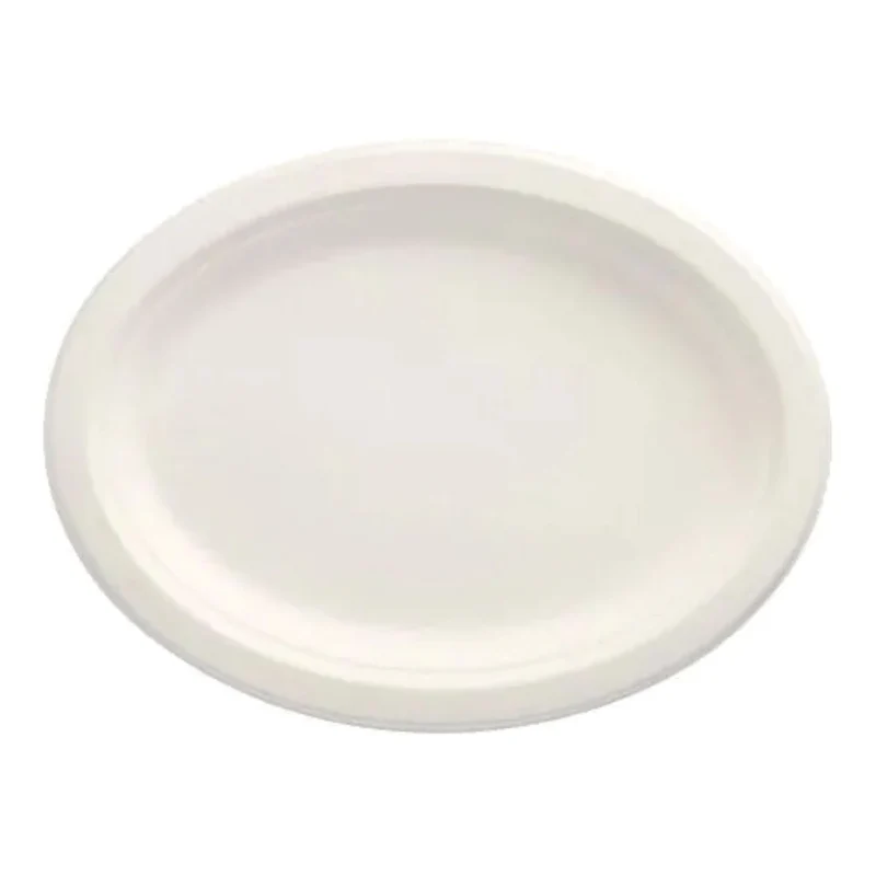 Zuckerrohr Teller oval "pure" weiss | 12 Stk. 26x20cm
