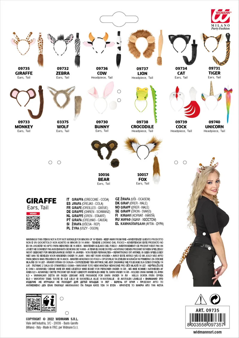 Kostümset "Giraffe" | Haarreif mit Ohren und Schwanz