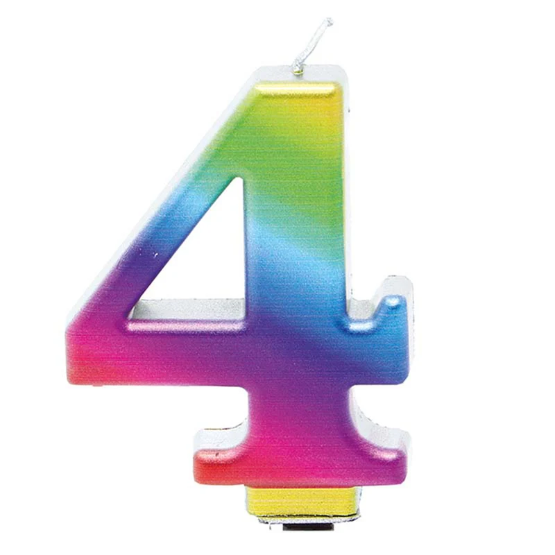 Zahlenkerze 4 Regenbogen