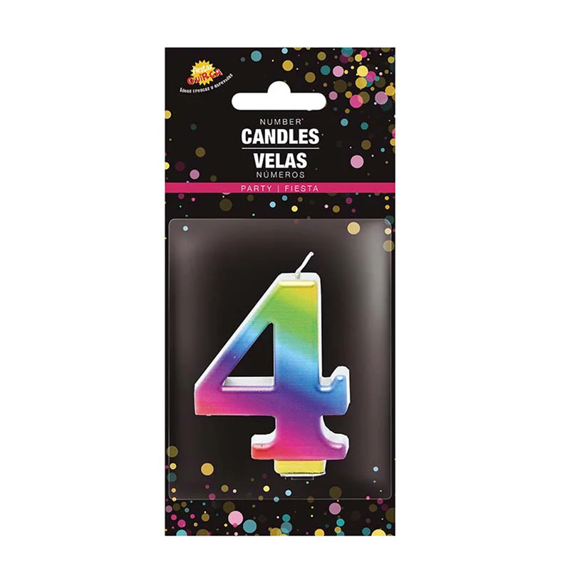Zahlenkerze 4 Regenbogen