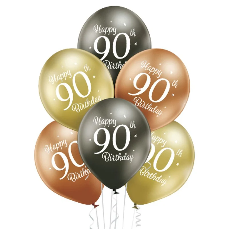 Luftballon Ø30cm Happy 90th Birthday | 6 Stk.
