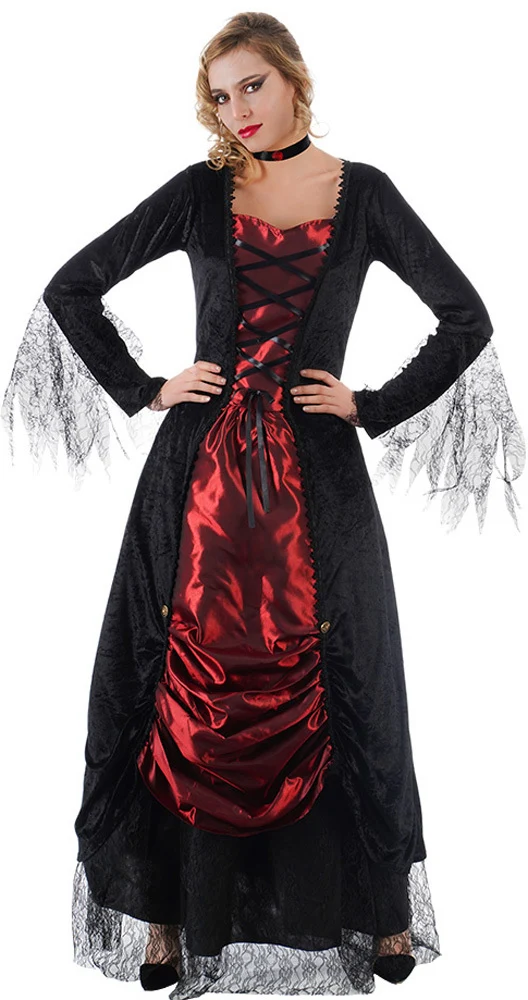 Deluxe Vampir Kostüm "Selina" für Damen | Schwarz Rot