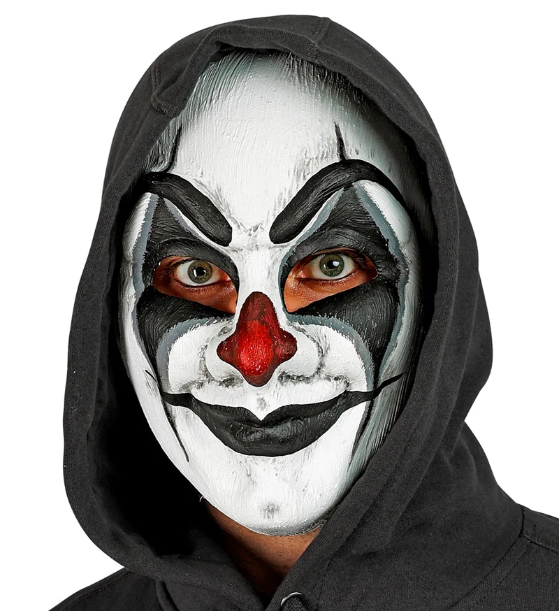 Halloween Clownmaske "Commedia dell´Arte" | Weiß Schwarz