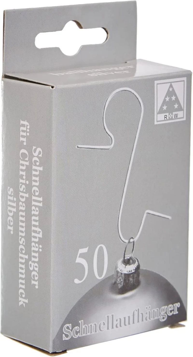 Kugel-Aufhänger in Box, | 50 Stück Silber